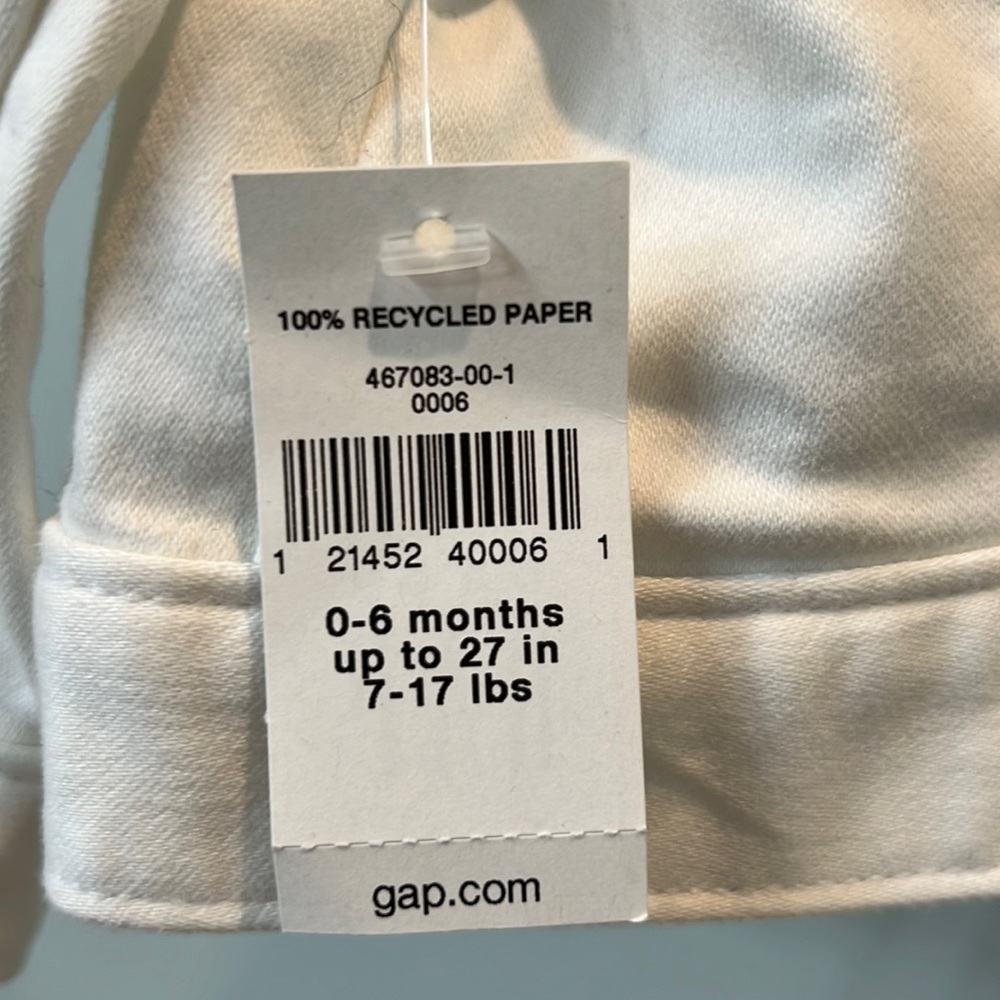 Baby Gap White Snap Button Denim Jacket NWT 0-6 Months